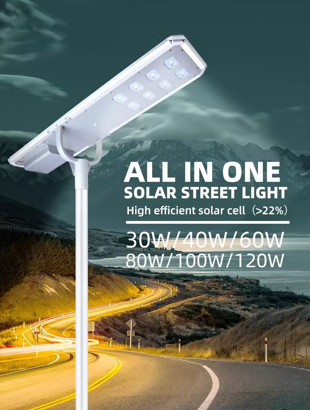 90W Solar Led Street Light with Lithium Battery